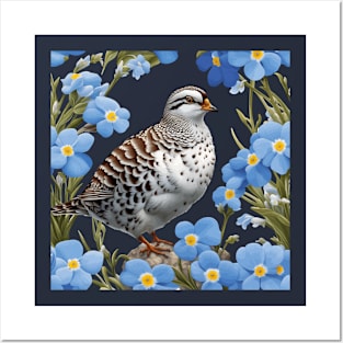 The Willow Ptarmigan and Alaska Forget-Me-Nots Posters and Art